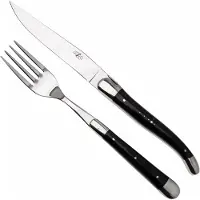 Laguiole Knife and Fork TF2MINBF Dark Horn, Conjunto de 2 talheres, polido