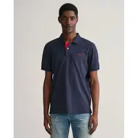 Gant para homem. 2062026 Pólo em piqué com contraste azul-marinho (XXS), Casual, Algodão, Clássico, Manga curta