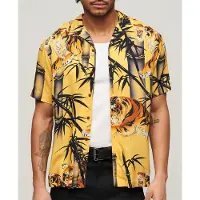Superdry para homem. M4010740A Camisa Havaiana Resort amarela (L), Casual, Amarelo, Algodão, Manga curta