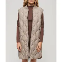 Superdry para mulher. W5011659A Colete comprido com forro Studios bege (M), Casual, Polister Reciclado