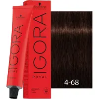 Schwarzkopf Igora Royal Profissional - tintura permanente com fórmula inovadora, 60ml 4-68 | Castanho Médio Chocolate Vermelho