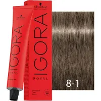 Schwarzkopf Profissional Igora Royal - tintura permanente com fórmula inovadora, 60 ml 8-1 | Loiro cinza claro