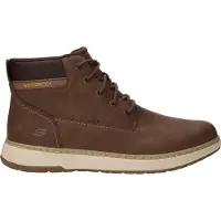 SKECHERS para homem. 205235 Botins Waterproof Relaxed Fit: Garlan - Deno castanho (40), Marrom, Plano, Cordão, Casual