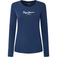 Pepe Jeans para mulher. PL505203 Nova camiseta da marinha Virginia Ls N (L), Casual, Algodão, Manga comprida, Marinho