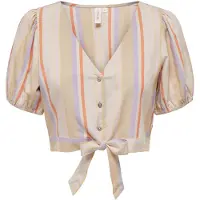 ONLY Blusa 'TINE' bege claro / cinzento claro / roxo claro / laranja escuro