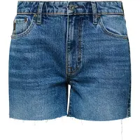 Superdry para mulher. W7110398A Calções de cintura média com corte azul (26), Casual, Denim, Algodão orgânico, Sustentável