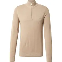 Gant para homem. 8040523 Camisola em piqué de algodão com meio fecho de correr bege (3XL), Casual, Manga comprida