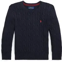 Ralph Lauren para menino. 322702674060 Camisola de algodão em malha de oitos (4años= 109/116cm), Azul, Casual, Marinho, moda infantil