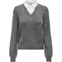 JDY Pullover 'DREA' cinzento escuro / branco