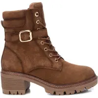 Carmela para mulher. 16104903-CAMEL Booties 161049 castanho -Altura do salto: 6cm (36), Marrom, 5 a 8cm, Serraje, Cordão, Zíper, Casual