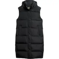 Superdry para mulher. W5011641A Colete comprido acolchoado com capuz preto (S), Casual, Polister Reciclado, Sustentável