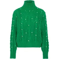 Nascita Pullover verde relva / branco pérola