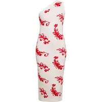 Ebeeza Vestido de malha vermelho / branco lã