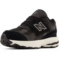 New Balance unisex para criança. IV2002V1 Tênis de couro 2002 Hook & Loop preto (17), Plano, Camurça, Velcro, Casual, moda infantil