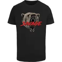 Mister tee Camisa 'True Savage' taupe / vermelho / preto