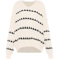 Faina Pullover preto / branco lã