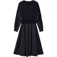 Desigual , Vestido combinado liso, AlgodÃO, Preto, XS