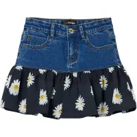 Desigual , Minissaia de ganga folho margaridas, Azul, 13/14