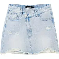 Desigual , Minissaia de ganga cintura cruzada, AlgodÃO, Azul, S