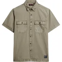 Superdry para homem. M4010791A Camisa militar verde de manga curta (S), Casual, Algodão