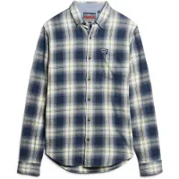 Superdry para homem. M4010727A Camisa de lenhador em algodão orgânico xadrez azul-marinho (M), Casual, Manga comprida, Sustentável