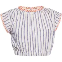 IZIA Blusa bege escuro / azul escuro / tangerina / branco