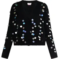 IZIA Casaco de malha azul / verde / preto / prata