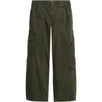Superdry para mulher. W7011075A Calças cargo de cintura baixa com bordado verde (28), Casual, Algodão