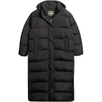 Superdry para mulher. W5011643A Casaco comprido acolchoado com capuz preto (XL), Casual, Poliéster