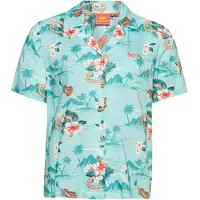 Superdry para mulher. W4010371A Camisola com logótipo de estância balnear vintage turquesa (XS), Casual, Viscoso, Manga curta
