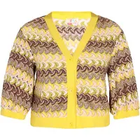 IZIA Casaco de malha bege / castanho / amarelo