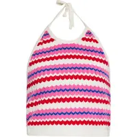 Ebeeza Top de malha azul / rosa / vermelho / branco