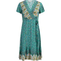 Usha Vestido turquesa / açafrão / esmeralda / branco