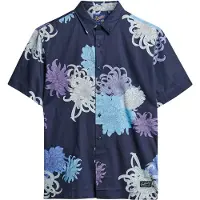 Superdry para homem. M4010353A Camisa havaiana azul-marinho (XL), Casual, Modal, Manga curta