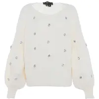 Faina Pullover prata / branco lã