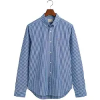 Gant para homem. 3000132 Camisa às riscas de popelina de corte justo azul (S), Casual, Algodão, Clássico, Manga comprida