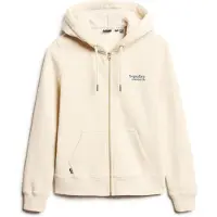 Superdry para mulher. W2012047A Casaco com capuz bege Essential com fecho de correr e logótipo Essential beige (M), Casual, Algodão, Manga c