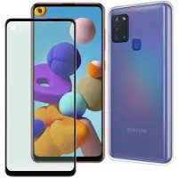 Muvit Capa De Telefone Pack Samsung Galaxy A21s Case And Tempered Glass Silicone