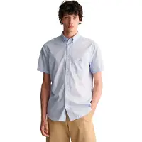 Gant para homem. 3000101 Camisa de manga curta de ajuste regular em popelina azul (S), Casual, Algodão