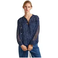 Pepe Jeans para mulher. PL304831 Blusa azul-marinho Clementine (S), Casual, Poliéster, Manga comprida
