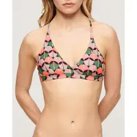 Superdry para mulher. W3010407A Top de biquíni triangular com alças cruzadas multicoloridas (L), Beachwear, Polister Reciclado, Sustentável