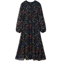 Desigual , Vestido midi de flores, PoliÉSter, Preto, S
