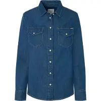 Pepe Jeans para mulher. PL304894HT8 Camisa normal azul (S), Casual, Algodão, Manga comprida, Sustentável