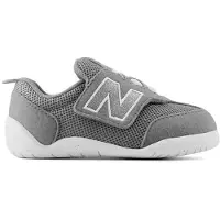 New Balance unisex para criança. NW1STV1 New-B First sapatos de couro cinzento (18.5 W), Plano, Velcro, Casual, Cinza, moda infantil