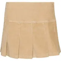 Superdry para mulher. W7210244A Minissaia de bombazina plissada com logótipo vintage bege (M), Casual, Algodão