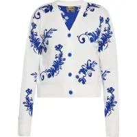 Ebeeza Casaco de malha azul / branco lã
