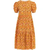 MO Vestido de verão mistura de cores / laranja