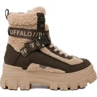 Buffalo Botim com fivela 'Aspha Com1' cáqui / offwhite