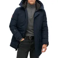 Superdry para homem. M5011909A City Padded Parka Jacket azul-marinho (S), Casual, Polister Reciclado, Sustentável