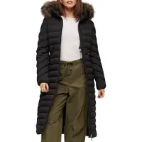 Superdry para mulher. W5011790A Casaco comprido Fuji preto (L), Casual, Polister Reciclado, Sustentável